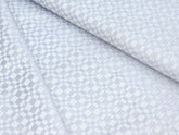 WHITE GREY & BLUE CUBICLE TEXTURED PRINT PREMIUM MIX COTTON SHIRT FABRIC.